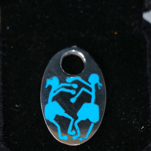 Turquoise Mosaic Pendant Silver 925 Navajo Indian New
