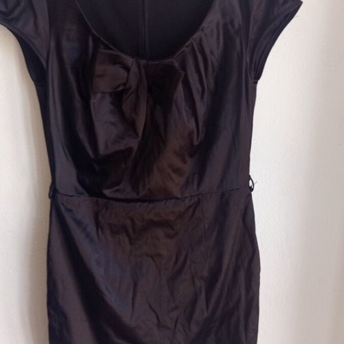 Bill Cost black satin dress with bow like new, size M