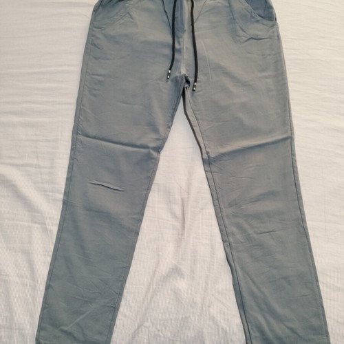 Elastic pants with drawstring, like new, gray, sizes L and XL