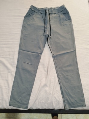 Elastic pants with drawstring, like new, gray, sizes L and XL