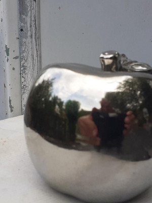 Decorative apple in silver color, 10 cm, like new