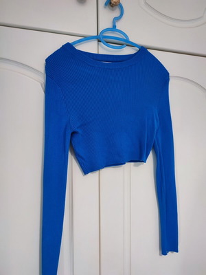 Crop top with long sleeves like new, blue, size M