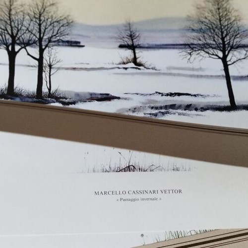Set of 4 Paesaggi lithographs by Marcello Cassinari refurbished