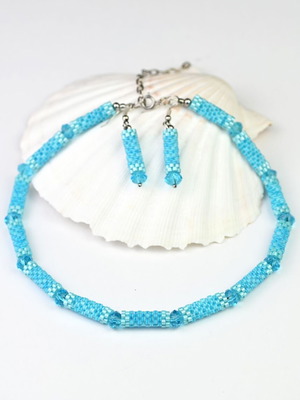 Necklace and earrings set made to order in light blue