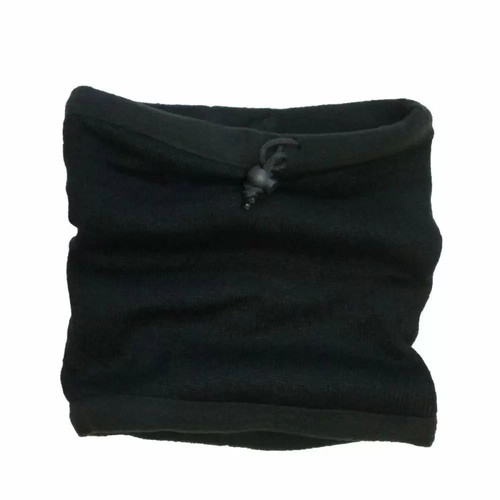 Black Neck Warmer Collar new with Wool Fleece and Drawstring