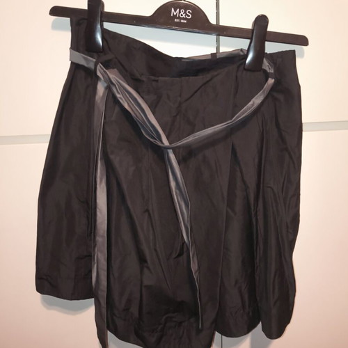 Naf Naf skirt used, black taffeta with gray belt, balloon style, size 38