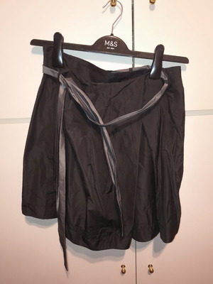 Naf Naf skirt used, black taffeta with gray belt, balloon style, size 38