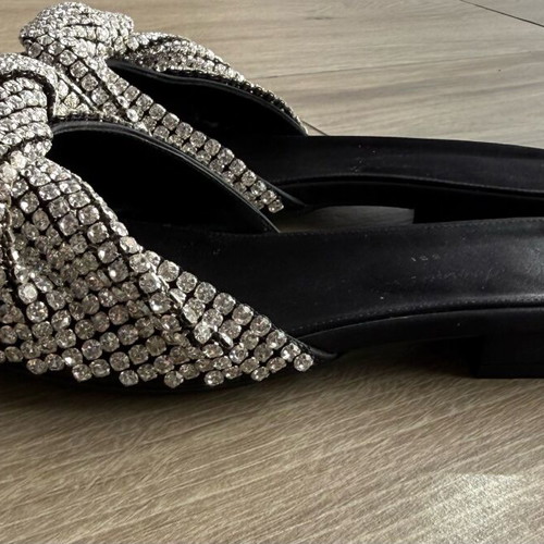 Sergio Rossi flat sandals used, black and silver