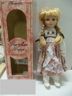 Porcelain doll Nostalgia like new, height 30 cm