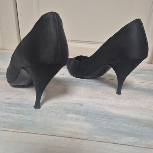 Satin black pumps used, size 38, heel height 9 cm