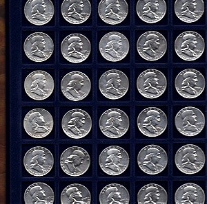 COINS OF THE WORLD, 39 SILVER ½ Franklin Dollar & SILVER ½ Dollar 1964 Kennedy 496.5 γραμμάρρια @11