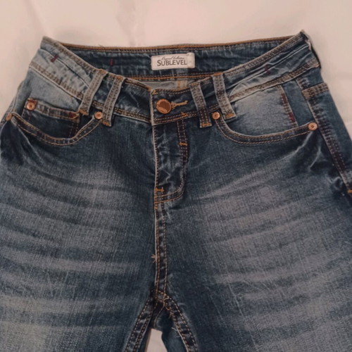 Sublevel Jean with fringes, size XS, like new, blue