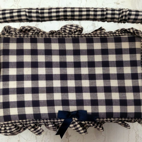 Large Sewing Box with Cotton Checked Fabric