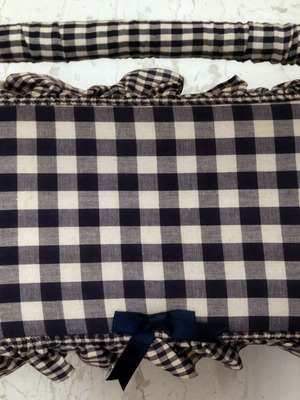 Large Sewing Box with Cotton Checked Fabric