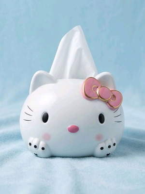 Θήκη για χαρτομάντιλα Hello Kitty, λευκή με ροζ φιόγκο