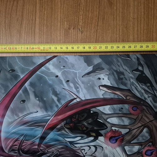 Yu-Gi-Oh Fusion Deployment playmat with Fallen of Albaz & Blazing Cartesia artwork