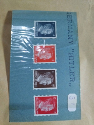 German Hitler Stamps mint condition on old card