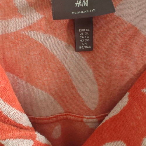H&M men's short-sleeve shirt XL like new, orange white tropical pattern