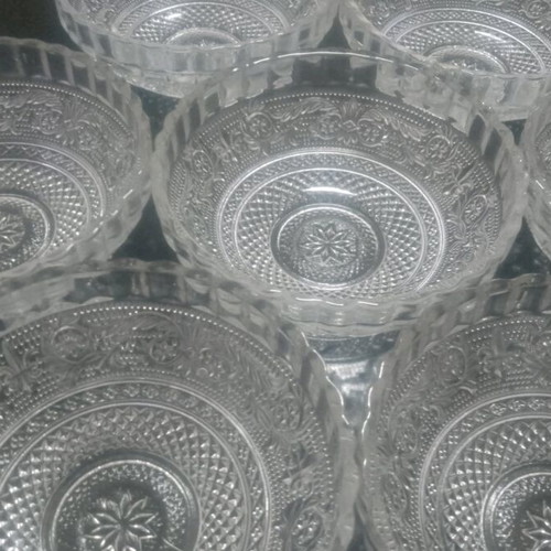 Glass bowls like new, set of 7 with Victorian decoration