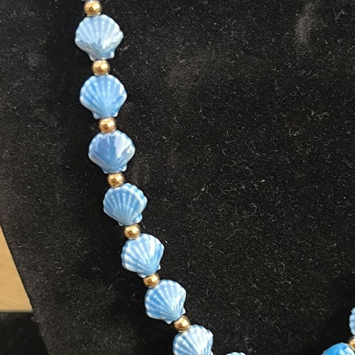 Necklace with Blue Shells Stainless Steel new