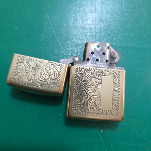 Vintage ZIPPO lighter in gold color, Venetian filigree design