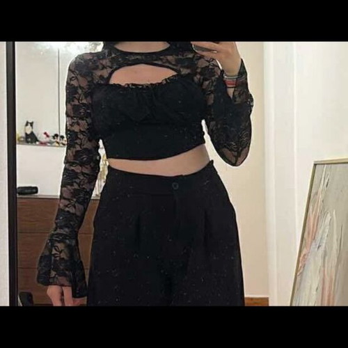 Blouse with lace and cups, new, black