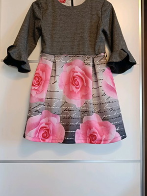 Vivian dress for 10-year-old girl like new, gray and pink