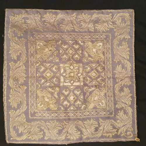 Pillowcase, antique, grey and gold, 40x40 cm, with zipper