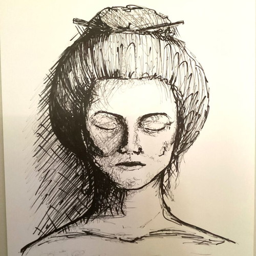 Woman sketch new, original on watercolor paper 29.7x41cm