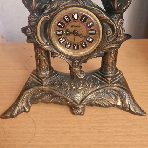 Antique German clock used, brass tabletop