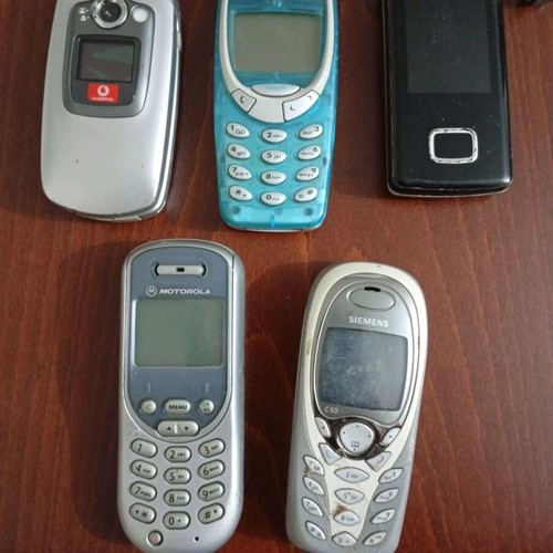 Collectible old mobile phones used Nokia, Motorola, Siemens, LG, Vodafone