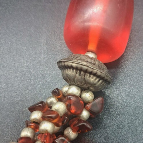 Vintage Ethnic Statement Necklace with Natural Carnelian Agate, used
