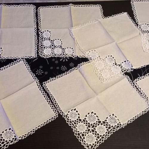 Beige handmade table napkins set of 7 like new