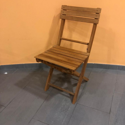 Pliant Wooden Folding Chairs 4 Pieces New