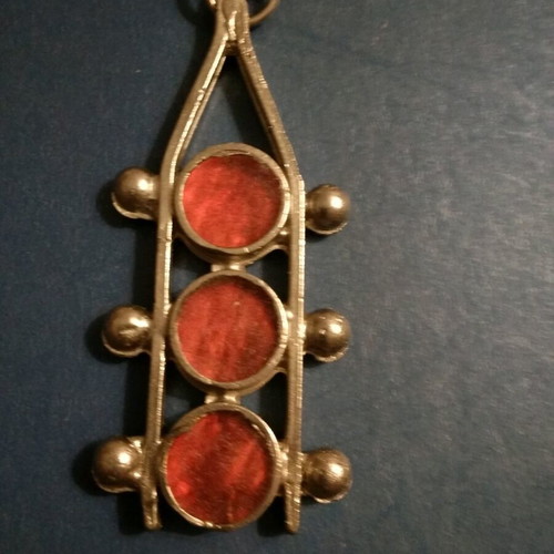 Vintage short choker used, forged iron and colored glass