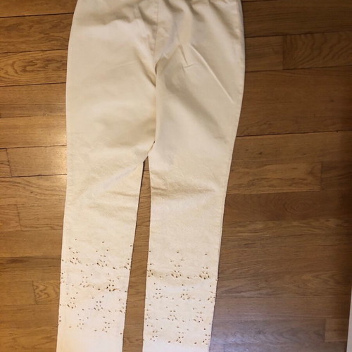 Ferre beige pants XS with embroidered cutout lace
