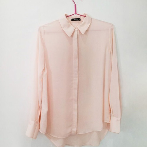 Mango Baby Pink Sheer Shirt Size EU 36 Like New