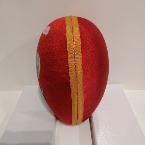 Handmade egg used with painted rooster and chick