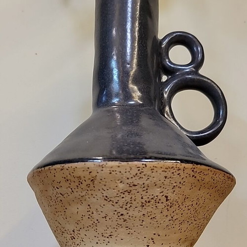 Handmade ceramic vase with high-fire clay 23 x 16cm new