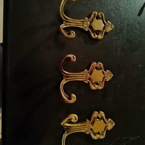 Vintage Brass Wall Hooks Set of 4, Antique Style
