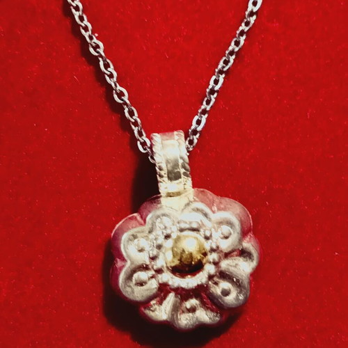Necklace silver 925 solid pendant with 585 gold new