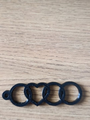 Audi keychain with heart 3D print, new, black PLA material