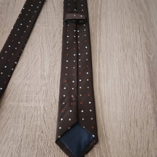 Men's tie brown with dots 100% silk like new
