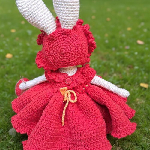 Handmade Ruby Bunny new with red dress