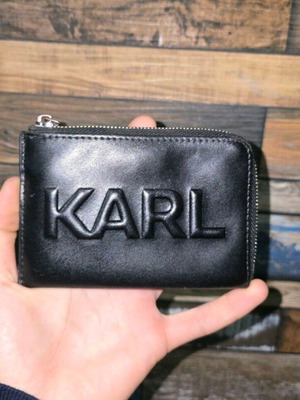 Дамски cardholder Karl Lagerfeld употребяван, черен, естествена кожа