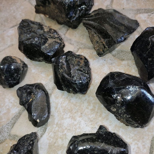 Black Obsidian used, pack all together, volcanic glass