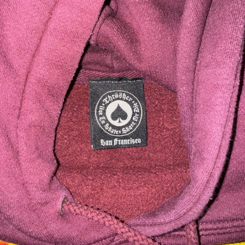 Thrasher Flame Hoodie like new, size Small, burgundy