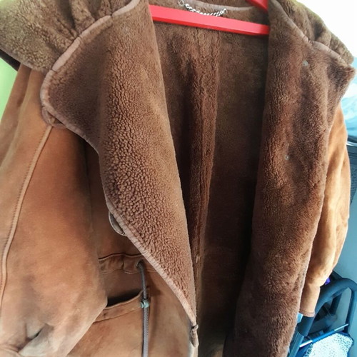 Leader men's jacket used, brown castor with fur lining, size XL