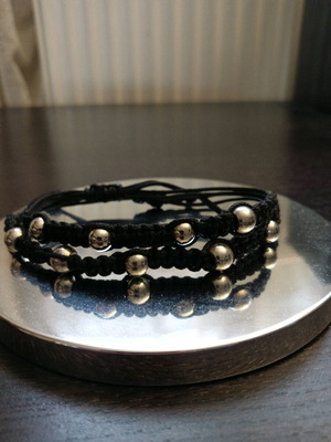Makrame bracelets new with silver beads, set of 2