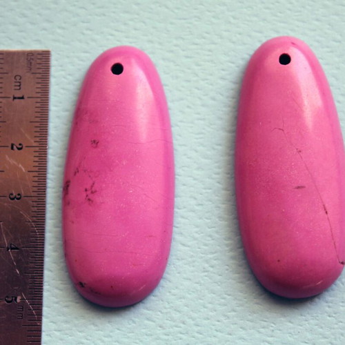 Cabochon Chalk Turquoise set of 2, fuchsia painted, new